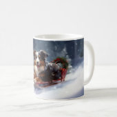 Mug Australian Shepherd hiver neige de Noël (Devant droit)