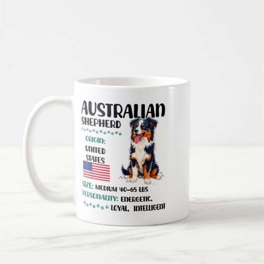 Mug Australian Shepherd Origin Funny Aussie Dog Lover  (Gauche)