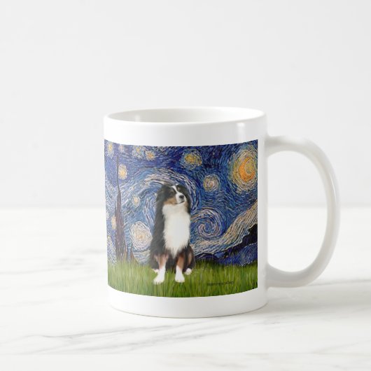 Mug Australian Shepherd (Tri2) - Nuit étoilée (Droite)