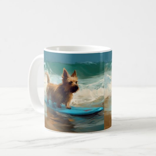 Mug Australian Terrier Beach Surfing Paining (Devant gauche)