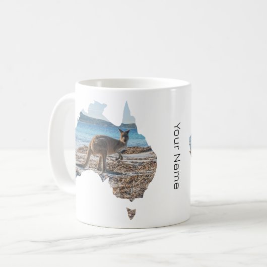 Mug Australie forme Kangaroo sur la plage photo (Devant gauche)