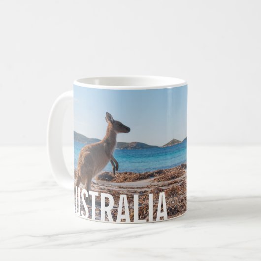 Mug Australie Kangaroo sur la plage Photo (Devant gauche)