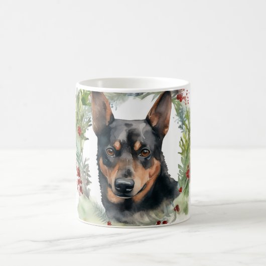 Mug Australie Kelpie Noël Wreath Festive Pup (Centre)