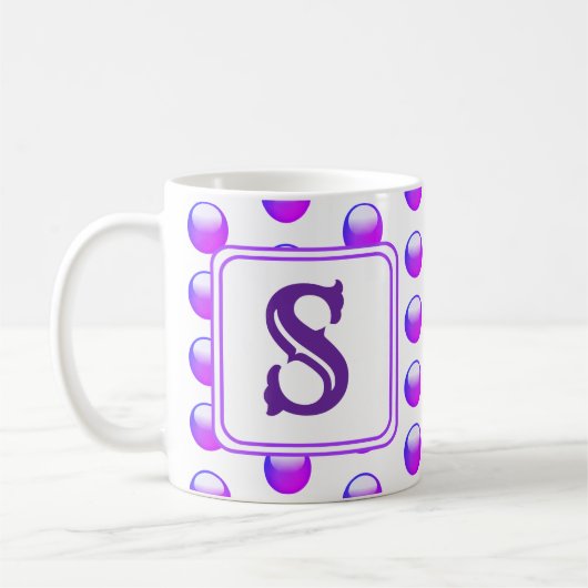 Mug Auteur Monogramme Vibrant Purple Polka Point initi (Gauche)