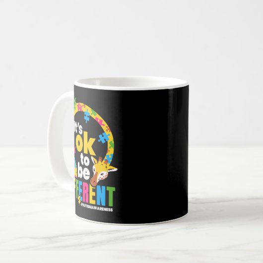 Mug Autism Awareness Giraffe It’s Ok To Be Different G (Devant gauche)