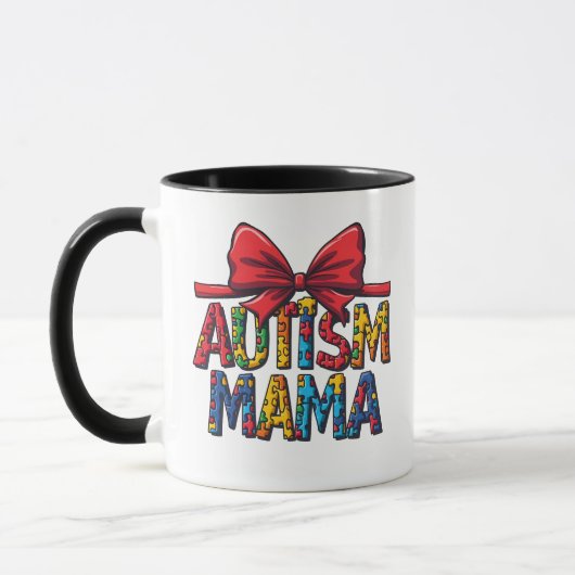 Mug Autism Mama Bow Coquette Maman Sensibilisation sur (Gauche)