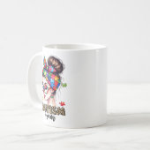 Mug Autism Mom Messy Bun - Fête des mères (Devant gauche)