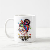 Mug Autism Mom Messy Bun - Fête des mères (Gauche)