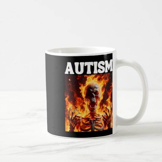 Mug Autisme Drôle Cringe Dur Skeleton Mème Flames 1 (Droite)