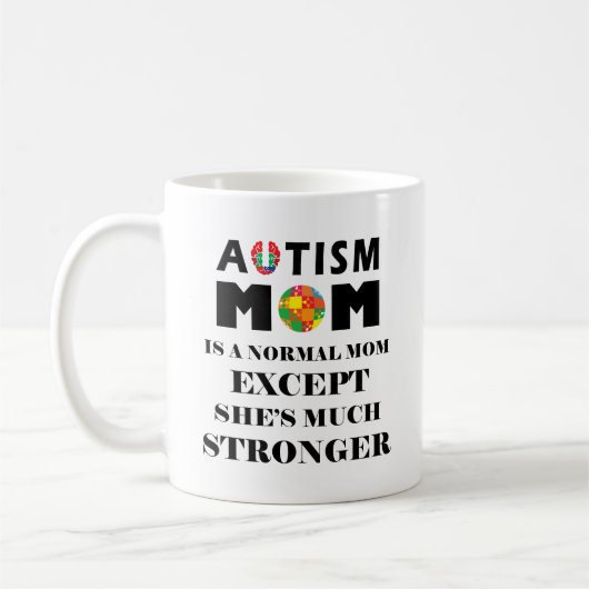 Mug Autisme Maman beaucoup plus forte (Gauche)