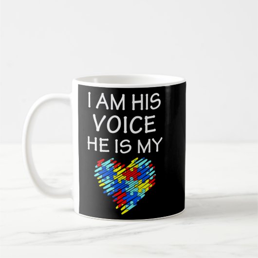 Mug Autisme Maman Chemise Je suis sa voix Citation Sen (Gauche)