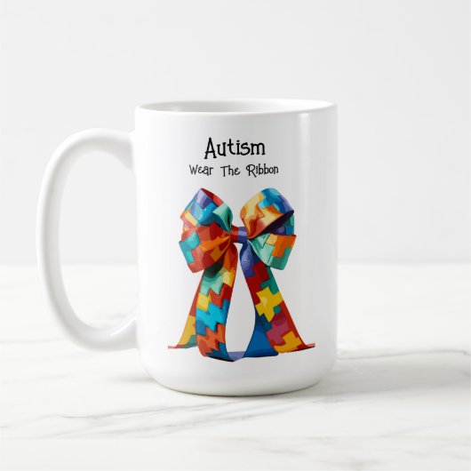 Mug Autisme : Portez le ruban (Gauche)