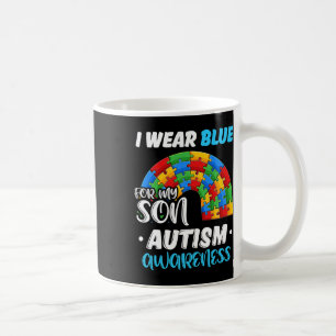 Mug Autisme Puzzle arc-en-ciel Je Porte Du Bleu Pour S