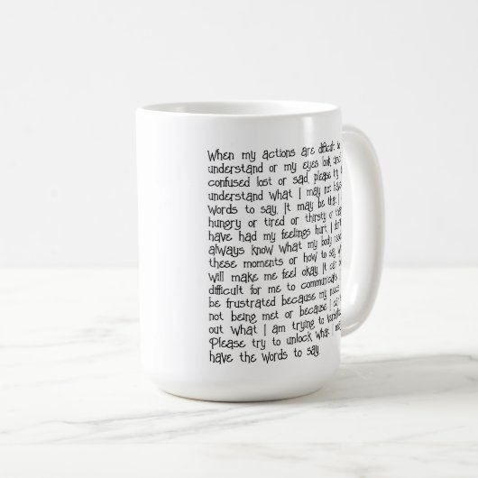Mug Autisme : Traitement sensoriel Trouble muqueuse (Devant droit)