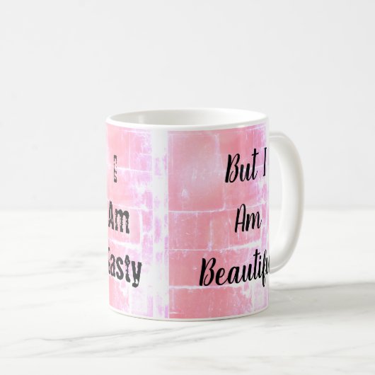 Mug Auto-Expression Texte Rustique Rose Arrière - plan (Devant droit)