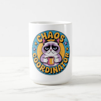 Mug Autocollant Chat Coordinateur du Chaos - Café Drôl