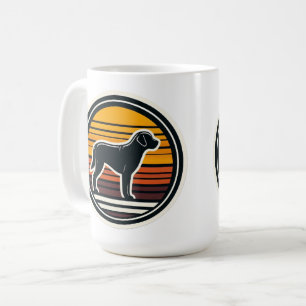 Mug Autocollant Chien Rétro Coucher de Soleil Labrador