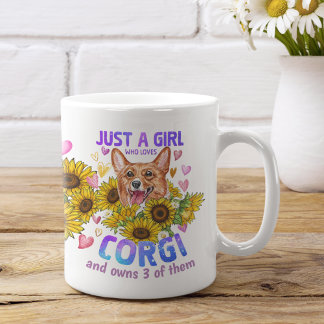 Mug Autocollant Corgi Lover Tournesol Dog Floral
