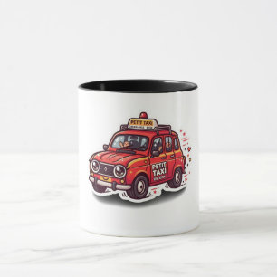 Mug Autocollant Cute Kawaii Taxi Rouge Marocain Petit 