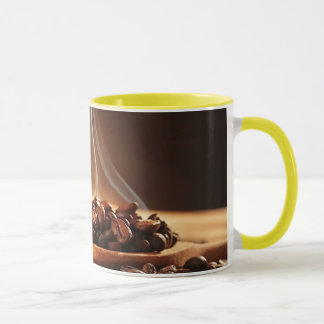 Mug Autocollant de grains de café fumants pour amateur