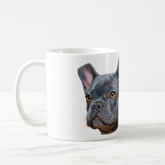 Mug Autocollant de portrait de Frenchie bleu peintre (Gauche)