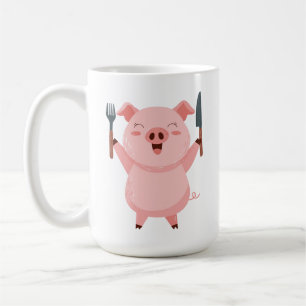 Mug Autocollant découpé de joli cochon affamé