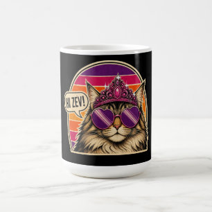 Mug Autocollant personnalisé de Reine Féline Rétro ave