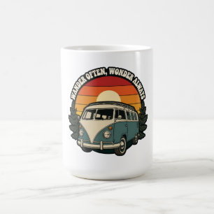 Mug Autocollant Rétro Van Road Trip Coucher de soleil