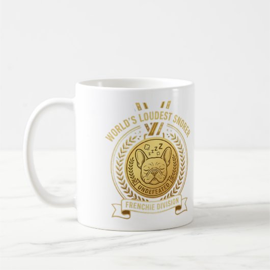 Mug Autocollant Trophée Frenchie Ronfleur le Plus Fort (Gauche)