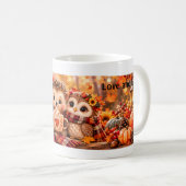 Mug Automnal Modifiable Hérisson & Hibou Mignons (Devant droit)