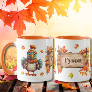 Mug Automne Animal Chouette Dinde Personnalisé