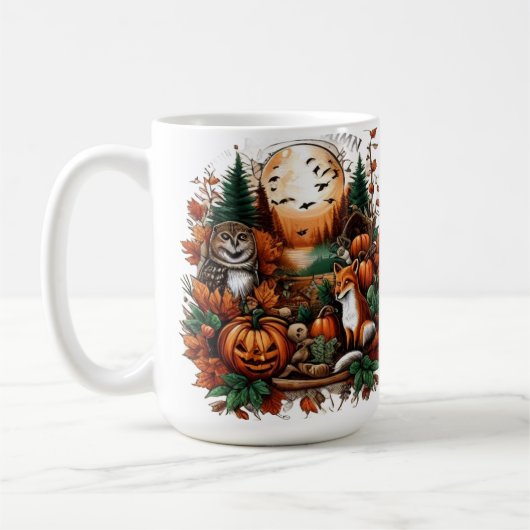 Mug Automne Animaux et Citrouilles (Gauche)