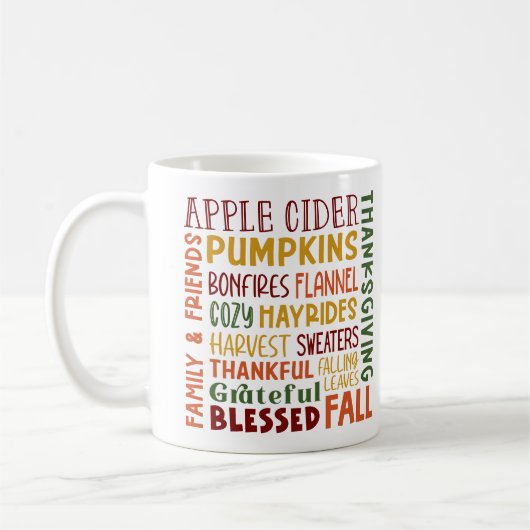 Mug Automne Automne Hiver Thanksgiving Vacances Merci (Gauche)