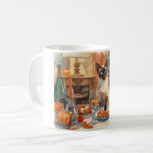 Mug Automne Automne Siamese Chat à table (Devant gauche)