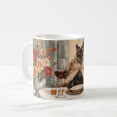 Mug Automne Automne Siamese Chat à table (Devant gauche)