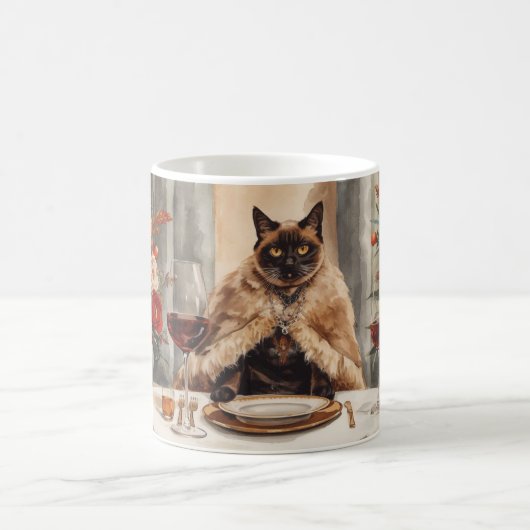 Mug Automne Automne Siamese Chat à table (Centre)