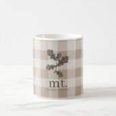 Mug Automne Automne Taupe Plaid Moderne Foligramme Mon (Centre)