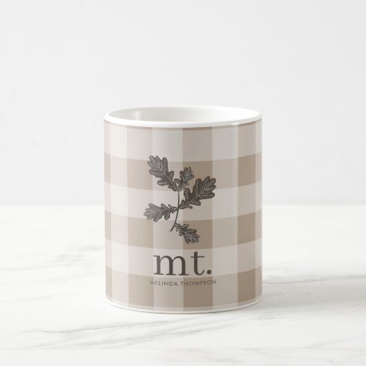 Mug Automne Automne Taupe Plaid Moderne Foligramme Mon (Centre)