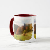Mug Automne Avec Mountain Fox Et Haystack Aquarelle (Devant gauche)