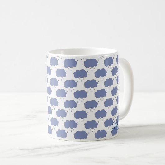 Mug Automne | Blue Rain Cloud Raindrop Motif (Devant droit)