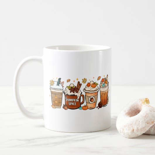 Mug Automne Café Citrouille Épice (Avec donut)