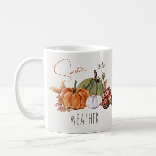 Mug Automne Citrouille Aquarelle Feuilles d'automne et (Gauche)
