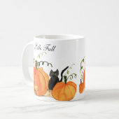 Mug Automne Citrouille Chat noir Aquarelle Feuilles d' (Devant gauche)