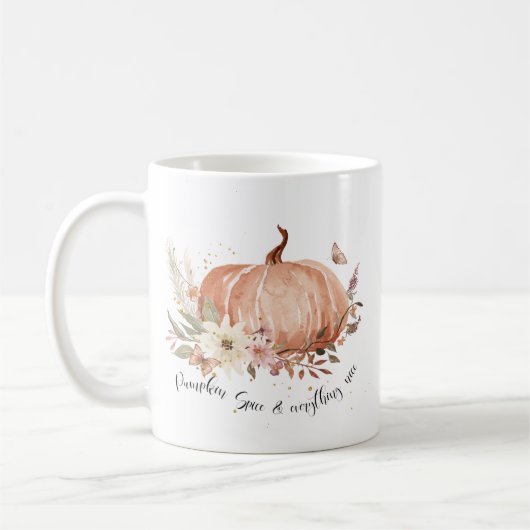 Mug Automne Citrouille Épice Automne Feuilles Floral P (Gauche)