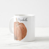 Mug Automne Citrouille Feuilles Floral Nom personnalis (Devant gauche)