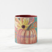 Mug Automne citrouille terre cuite fleurie orange et t (Centre)