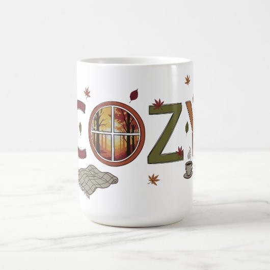 Mug Automne Design cosy avec Feuilles en chute (Centre)
