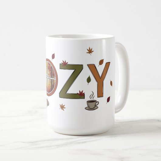 Mug Automne Design cosy avec Feuilles en chute (Devant droit)