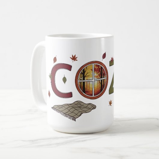 Mug Automne Design cosy avec Feuilles en chute (Devant gauche)