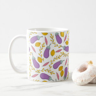 Mug Automne   Eggplant Motif de feuillage jaune feuill